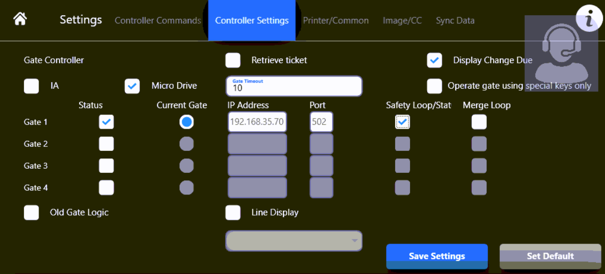 Gate POS Settings and Hot Keys for Open/Close