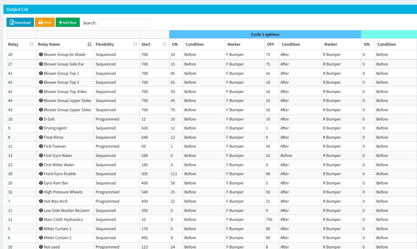 Washify Controller - Editing Equipment Timings