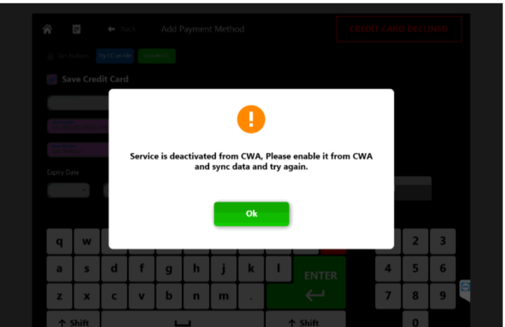 Service is not showing on POS X / 