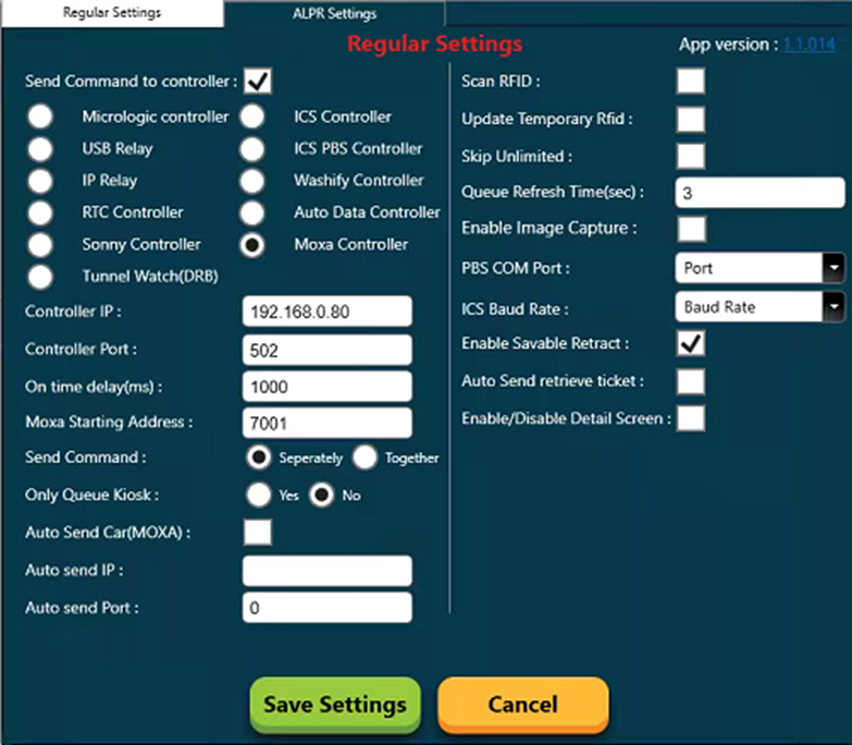 Loader Terminal Settings
