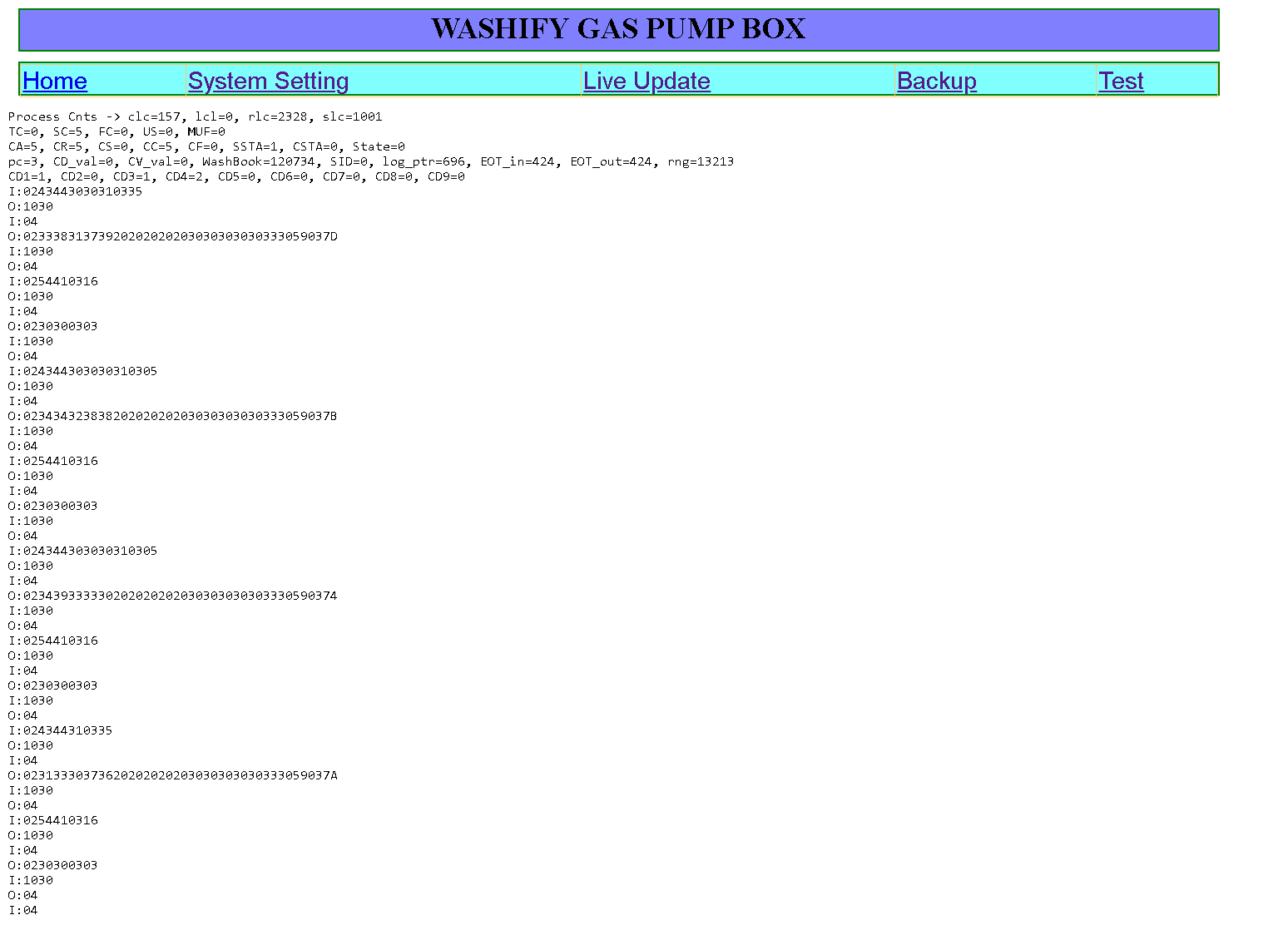 GPIC- Troubleshoot Live View / Backup / Test Page
